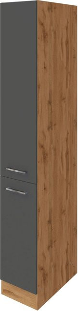 Held Möbel Apothekerschrank Sorrento in Wotan mit 2 Auszügen, Farbe Braun und Grau, B/T/H: 30 x 60 x 200 cm - Bild 1