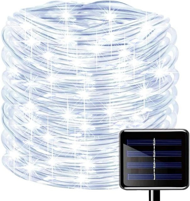 AlliLit Solar-LED-Außenrohr-Lichterkette mit 50 LEDs in Weiß, 7m Rope-Licht für Garten und Balkon, IP65 wasserdicht - Bild 1