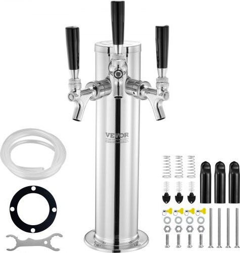 VEVOR Bierzapfturm aus Edelstahl mit 3 Zapfhähnen in Silber, B/T/H: 43,5 x 17,5 x 11,5 cm - Bild 1