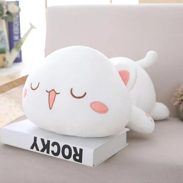 BC Pet Supplies Kawaii Liegende Katze Plüschtier, 35cm, Weiß - Bild 1