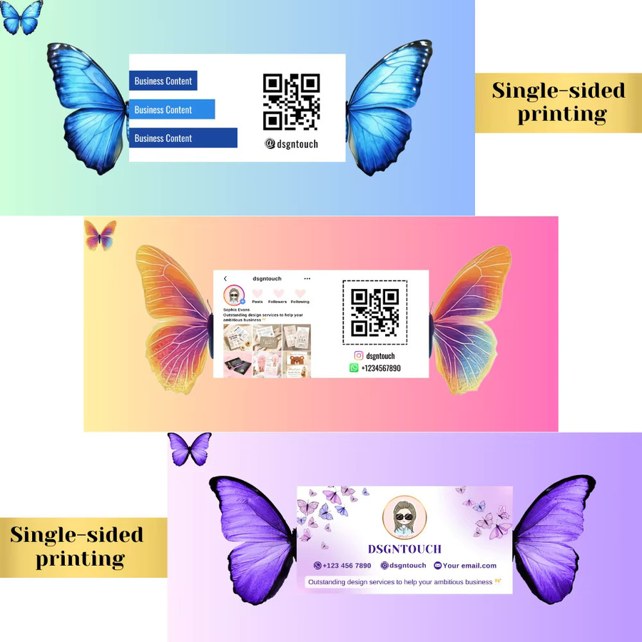 DSGNTOUCH Schmetterling Visitenkarten in Mehrfarbig, individuell gestanzt und faltbar aus Papier - Bild 2