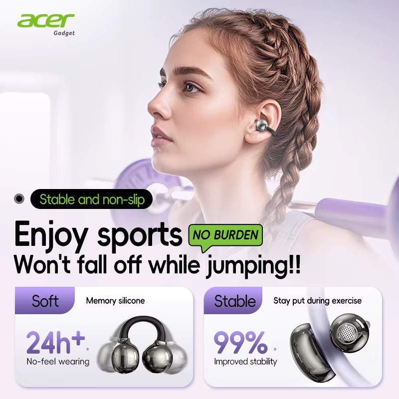 Acer Ohr577 Kabellose Bluetooth-Kopfhörer mit Ohrclip-Design und Geräuschunterdrückung in Schwarz und Beige - Bild 3