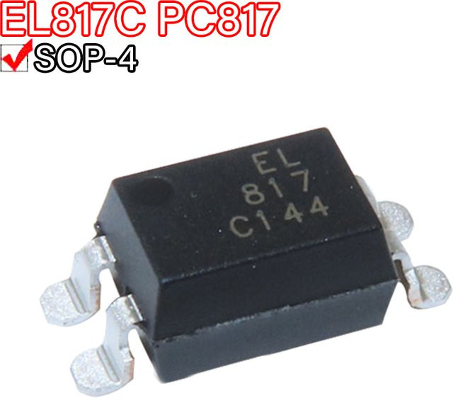 Si Tai&SH Optokoppler EL817C SOP4 Patch in Schwarz, 50 Stück - Bild 1