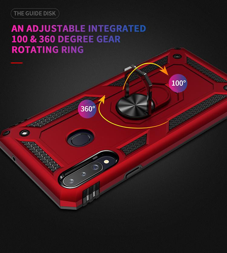 Stoßfeste magnetische Rüstung-Schutzhülle für Samsung Galaxy A10 A20 A30 A50 A70 A20E A12 A21S A51 A71 A6 A8 A9 Plus mit Metallring in Rot - Bild 2