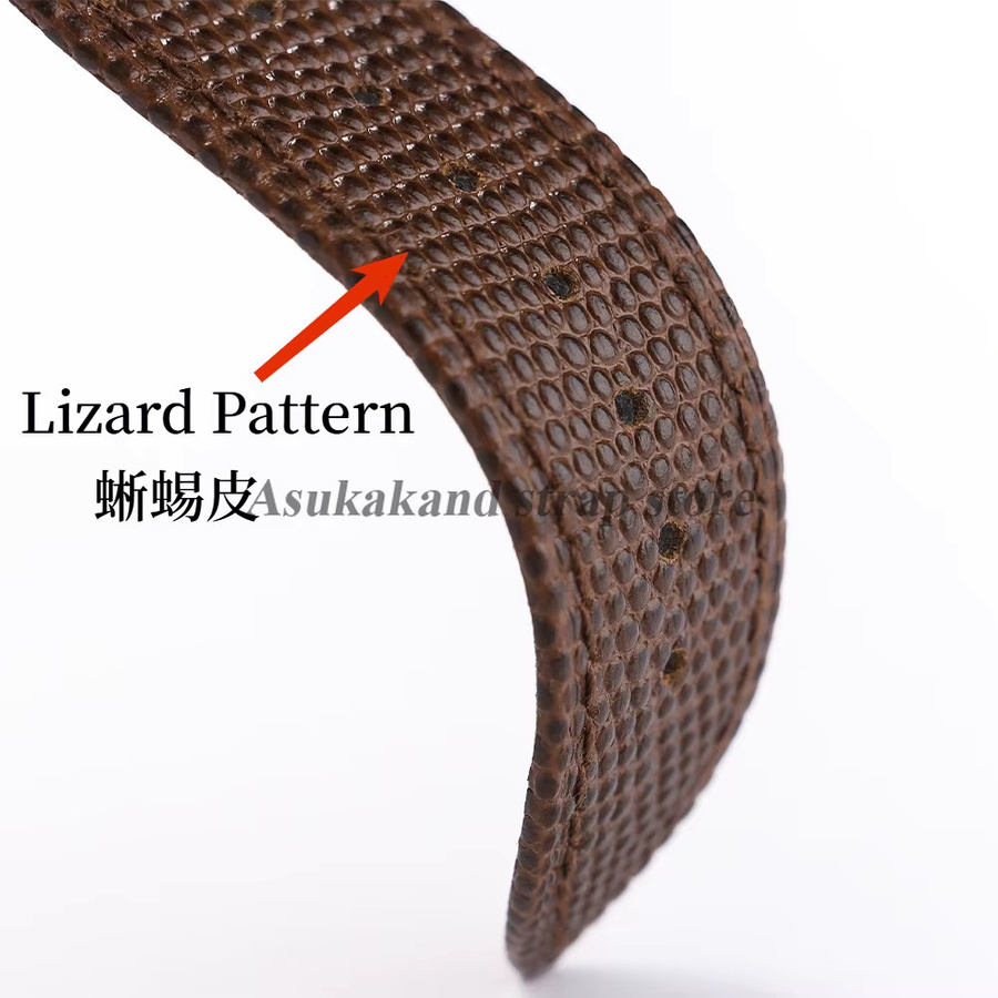 asukaband Uhrenarmband Leder, Eidechsenmuster, Schmetterlingsschnalle - Bild 4