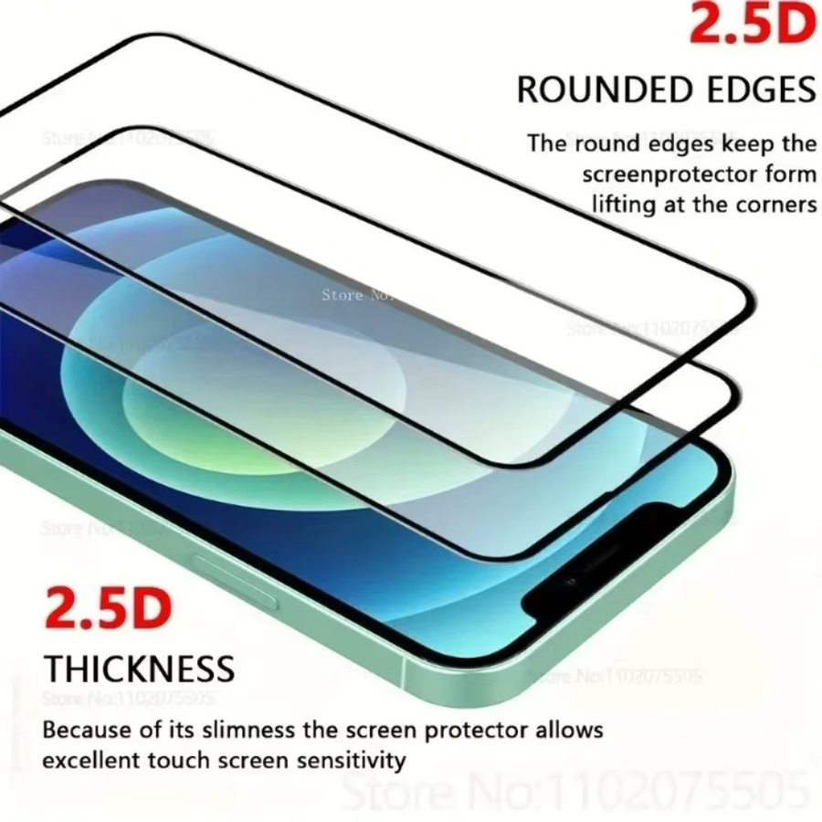 5 Stück Displayschutzfolien aus gehärtetem Glas für iPhone 12 bis iPhone 17 Pro Max mit Black Edge in Schwarz und Transparent - Bild 5
