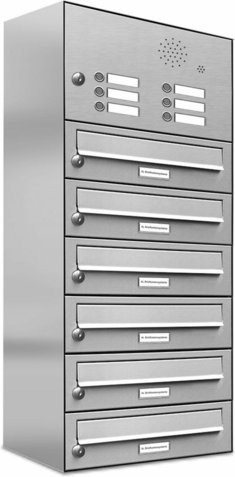 AL Briefkastensystem für 6 Parteien, Aufputzmontage, silberfarben, B/H/T: 153,32 x 92,0 x 27,5 cm - Bild 1