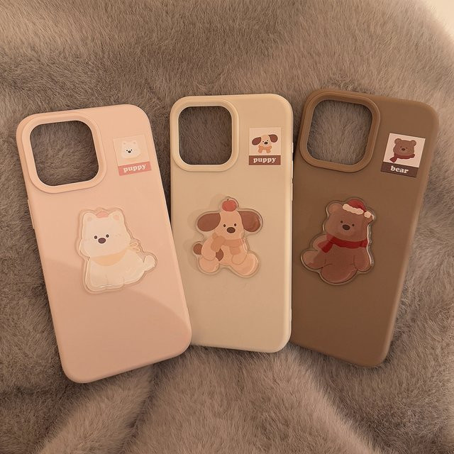 Stoßfeste iPhone Schutzhülle mit süßem koreanischem 3D-Cartoon-Tierdesign für iPhone 17, 16, 15, 13, 12 Pro Max Plus - Bild 1