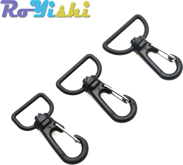RoYishi 10er Paket Rotierende Schwenk Karabinerhaken aus Kunststoff in Schwarz für Paracord, Lanyards und Rucksack-Gurtbänder - Bild 1