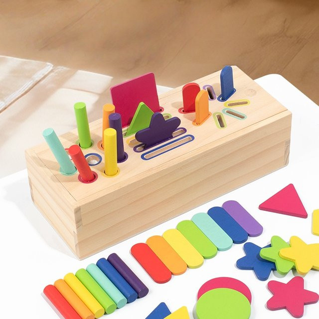 Tlewj 3D-Formen Geometrische Körper, Sortierspielzeug, Holz, ab 3 Jahre - Bild 1