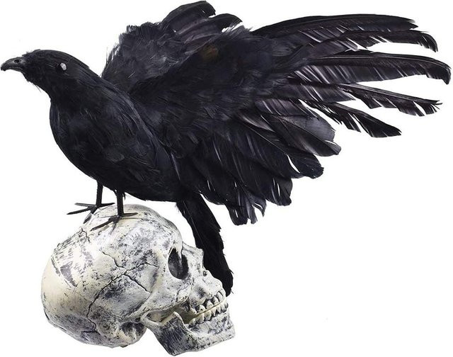 CosyHome Halloween Krähendekoration in Schwarz mit realistischem Gefieder für deine Tischdekoration - Bild 1