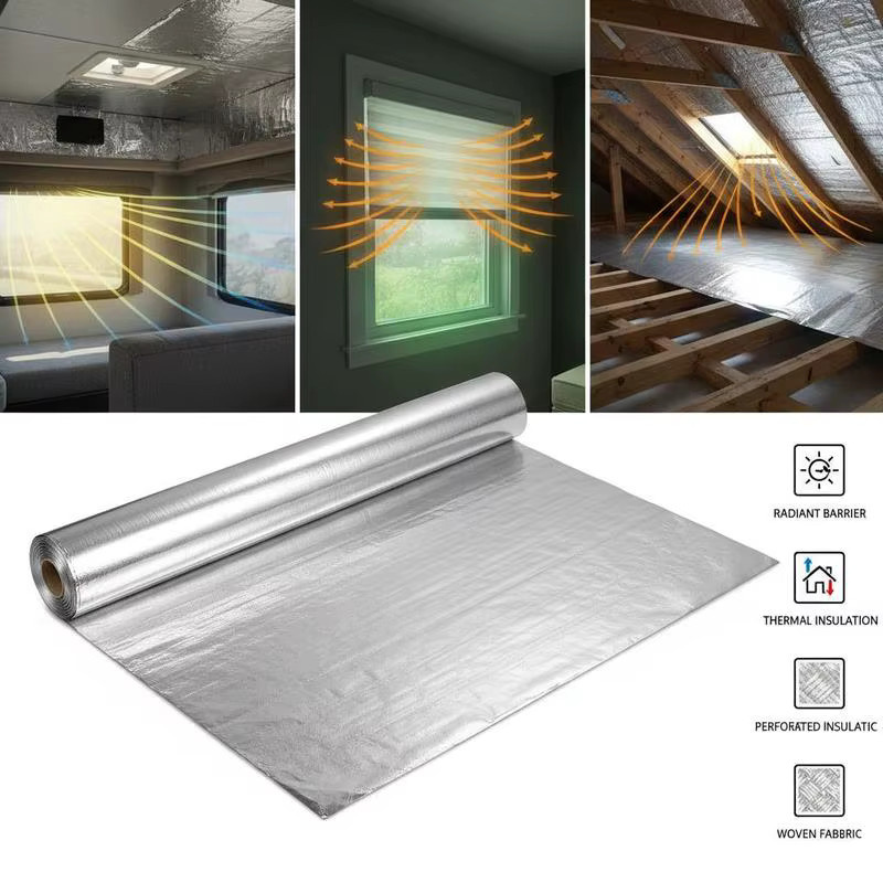 Doppelseitige Aluminium-Isolierfolie zur Wärmedämmung für Fenster und Wohnmobil-Dächer, Farbe: Silber/Rot, Breite: 122 cm, Länge: 38,1 m - Bild 4