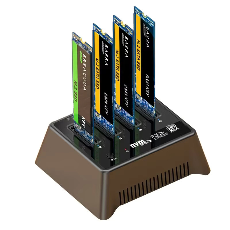 MAIWO 4-Bay M.2 NVMe SATA SSD-Gehäuse in Schwarz mit 10Gbps USB 3.2 Gen2 USB-C Dockingstation für M-Key und B+M-Key SSD-Adapter - Bild 6