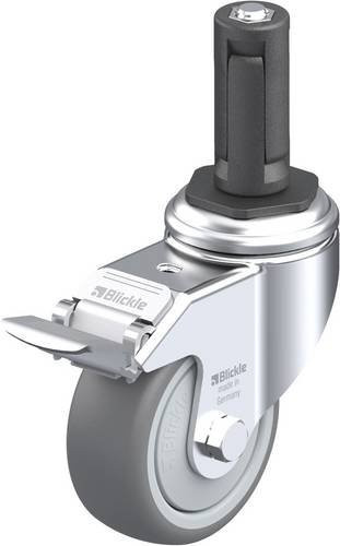 Blickle Lenkrolle LKRA-TPA 80KF-11-FI-ER13 mit Feststeller in Grau und Silber, Rad-Durchmesser: 80 mm, Tragfähigkeit: 100 kg - Bild 1