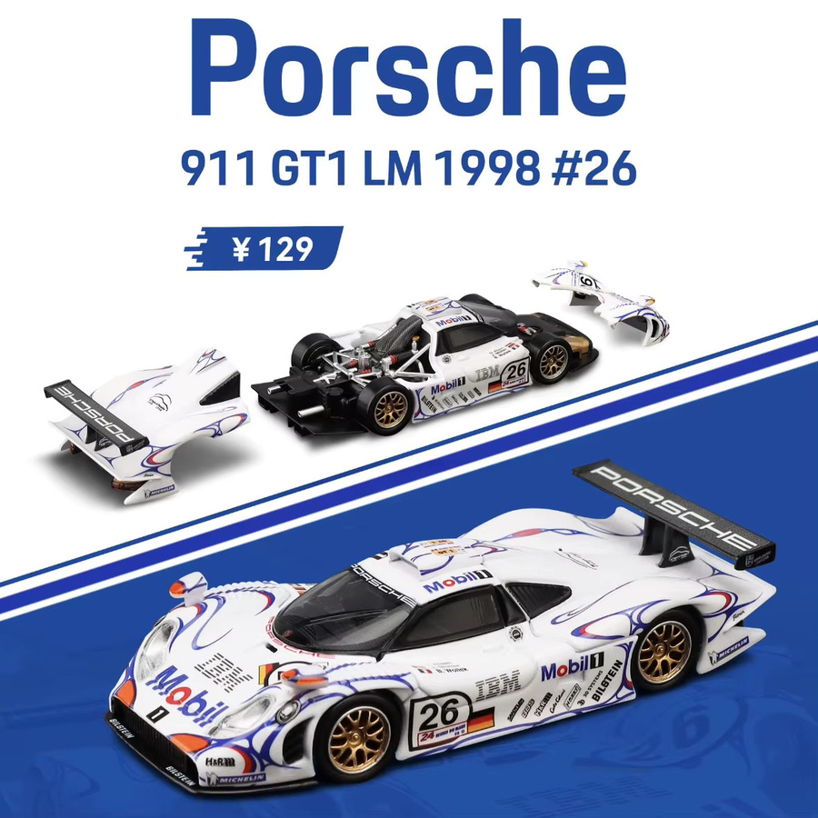 Trends Hobby Porsche 911 GT3 R DTM 2024 911 GT1 LM 1998, Spielzeugauto, 1:64 Maßstab, Metall - Bild 2