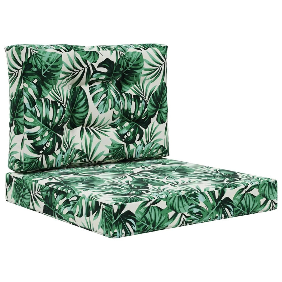 vidaXL Sofakissen für Draußen 2er-Set mit Blattmuster in Grün aus Polyester, B/T/H: 60 x 60 x 60 cm - Bild 2