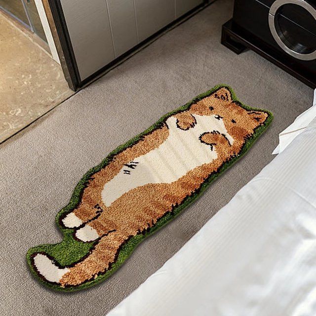 Dekorativer Teppich mit Cartoon Katze Muster von VIKAMA in Aesthetic Design, wasserdichte Bodenmatte für Wohnzimmer und Schlafzimmer - Bild 1