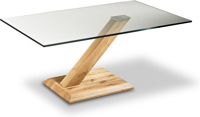 Couchtisch HASSE 1269 HK-110-45 in Braun mit Sicherheitsglas und Asteiche Massiv, B/T/H: 110 x 70 x 49 cm - Bild 1