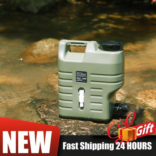 ATUOTIN Outdoor-Camping-Trinkwassereimer mit Wasserhahn, tragbarer Wasservorratsbehälter für Picknick und Wandern, Grün, 12 l - Bild 1