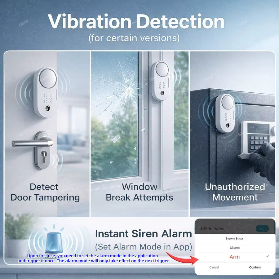 Coolo Zigbee Smart Siren Alarm Sensor mit Vibrationserkennung, 110 dB akustischer Alarm, Weiß, für TUYA 22M Home Security - Bild 4