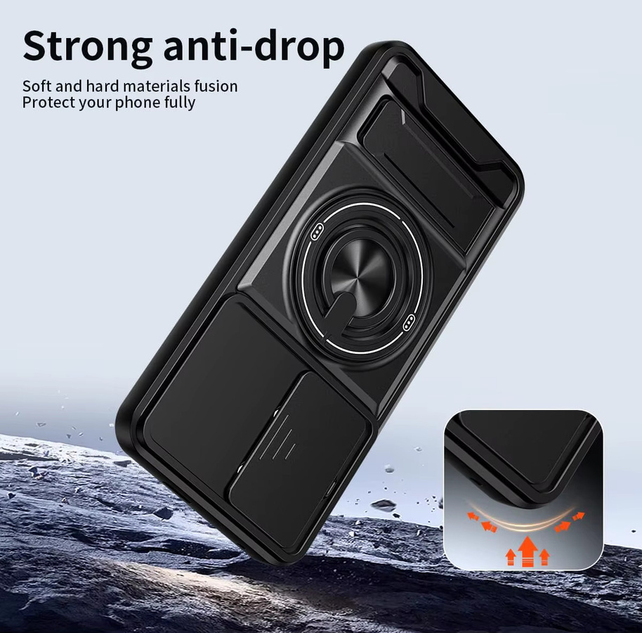 Xiaomi Poco X8 Pro Max Schutzhülle mit magnetischem Ständer und Schiebe-Kameraschutz in Schwarz - Bild 3