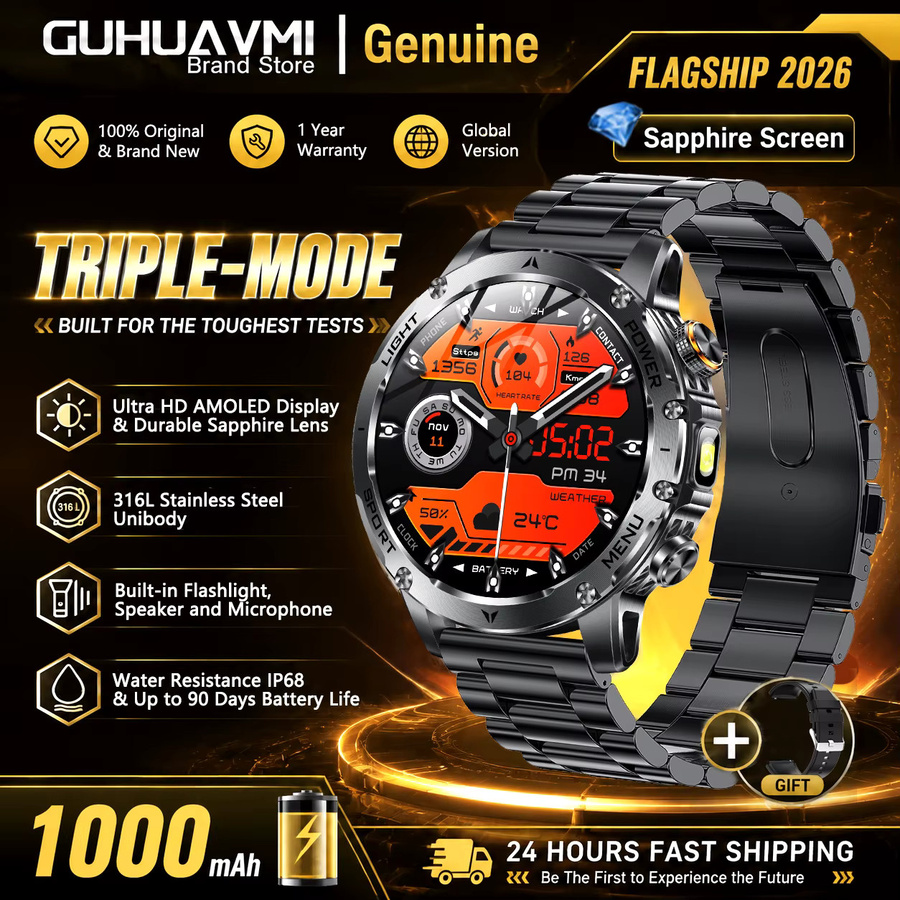GUHUAVMI Smartwatch, Edelstahl, Schwarz, Herren - Bild 9