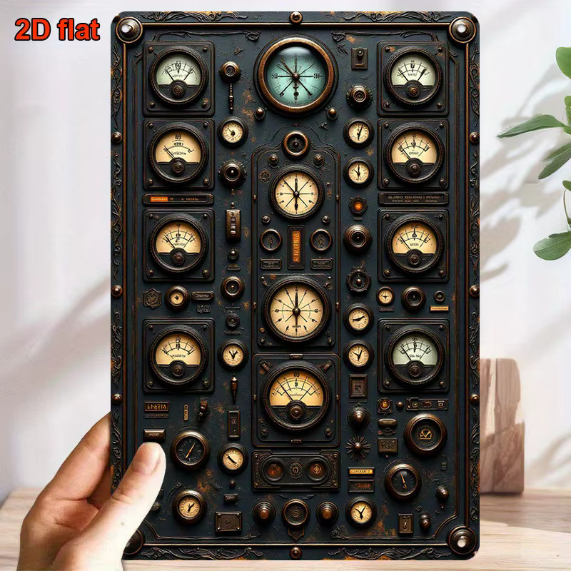 CIFBUY Retro Steampunk Metallblechschild Wanddekoration Mehrfarbig B: 20,3 cm, H: 30,5 cm - Bild 2