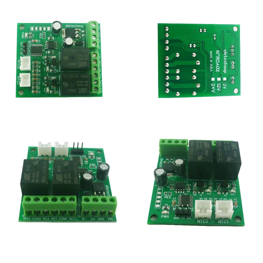 eletechsup NTROA02 Remote IO Modul mit 2 AI, 2 DO, NTC Relais, RS485 RS232 TTL Modbus RTU Analog Digital Eingang und Relais Ausgang in Grün - Bild 5