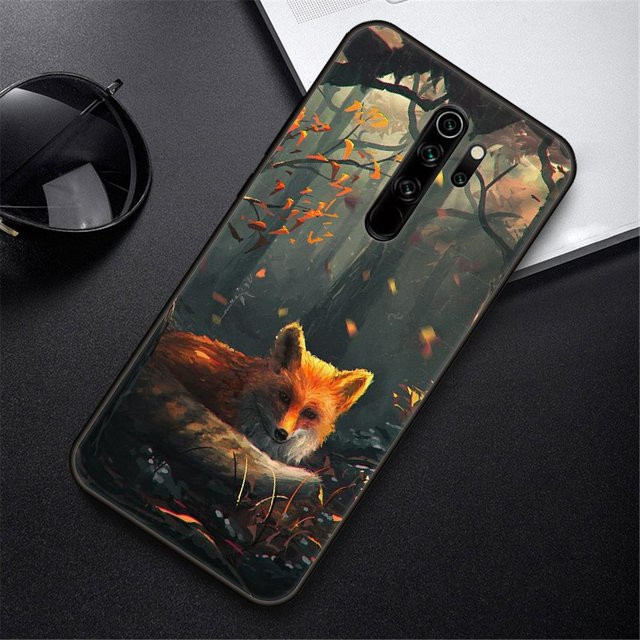 Handyhülle mit Fuchs-Motiv für Xiaomi Redmi Note 8 9 10 9T 9S 9A 8 8A 7 6 Pro in Schwarz - Bild 1