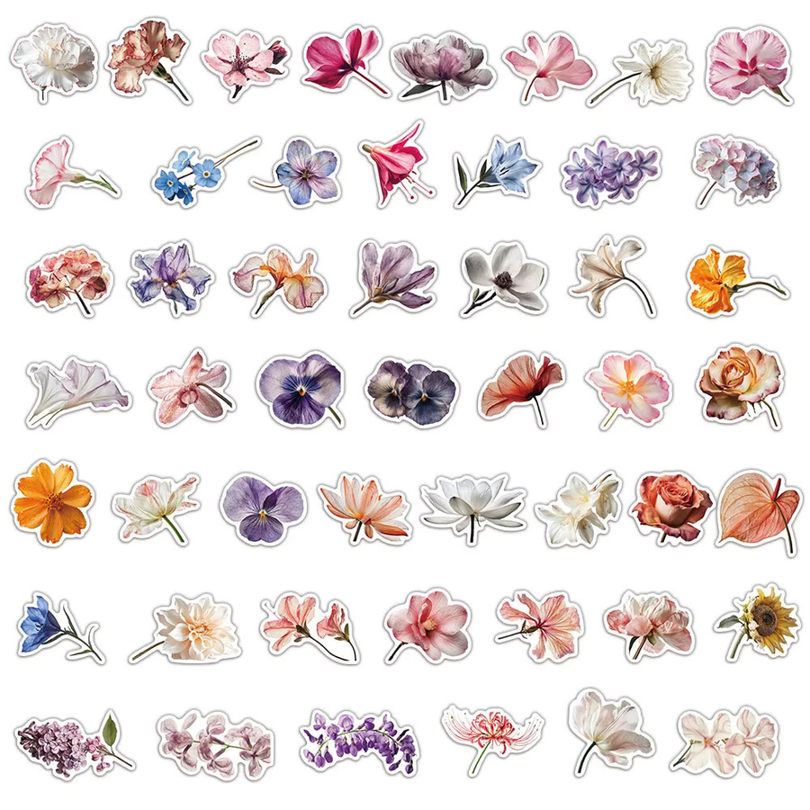 Charile Blumen- und Pflanzen-Cartoon-Aufkleber, multicolor, 10-teiliges Set - Bild 3