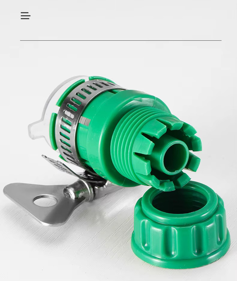 Universeller Wasserhahnadapter aus Kunststoff mit Schnellanschluss in Grün für die Gartenbewässerung und Autowäsche - Bild 2