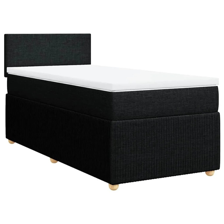 vidaXL Boxspringbett mit Matratze Schwarz, Hybridbett mit USB-Ladeport und Unterbettbeleuchtung, B/T: 90 x 200 cm - Bild 2
