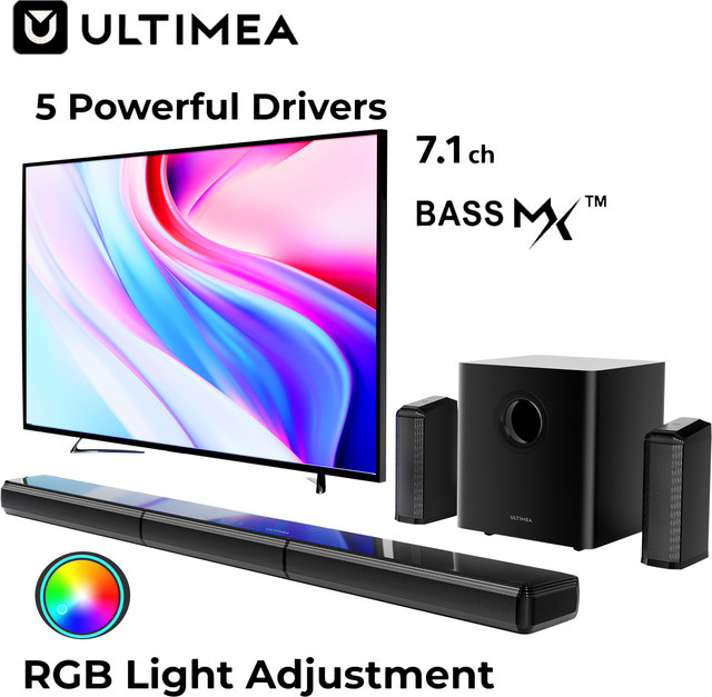 ULTIMEA 7.1-Kanal Heimkino Soundbar System mit 410W Leistung, kabellosem Subwoofer, 2 Surround-Lautsprechern und Bluetooth in Schwarz - Bild 1