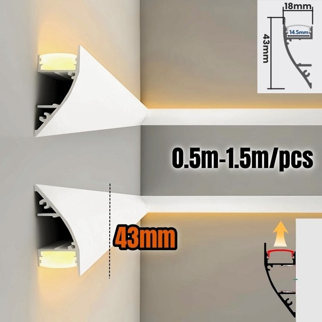 Khelse LED-Deckenleuchte mit Aluminiumprofil in Silber und warmweißem COB-Licht zur Oberflächenmontage - Bild 1