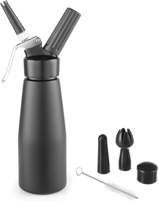 Hendi N2O Küchenlinie Schlagsahnebereiter Set mit 3 Tüllen, Schwarz, 0,5 l - Bild 1