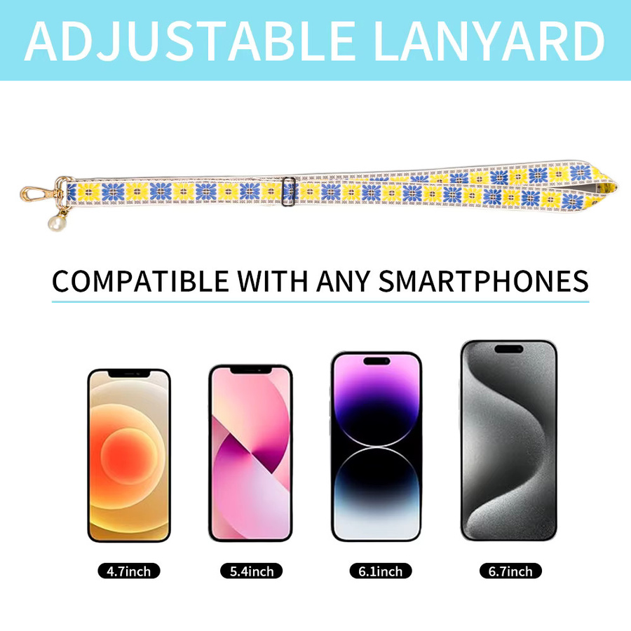 SZBRYTMAX Verstellbares langes Umhängetaschen-Telefonband mit floralen Stoffperlen für Damen in Pink und Multicolour - Bild 3