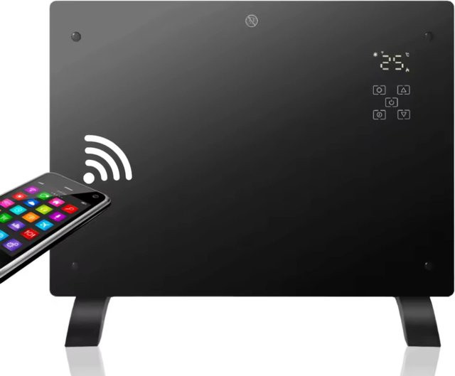 Best Direct Elektroheizung Power Smart Heater mit App-Steuerung und WiFi in Schwarz mit Glasoberfläche und Thermostat - Bild 1