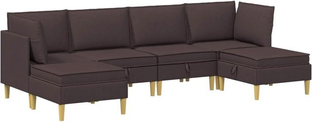 vidaXL Wohnzimmergarnitur aus Stoff in Dunkelbraun mit 6 Kissen und modularen Elementen - Bild 1