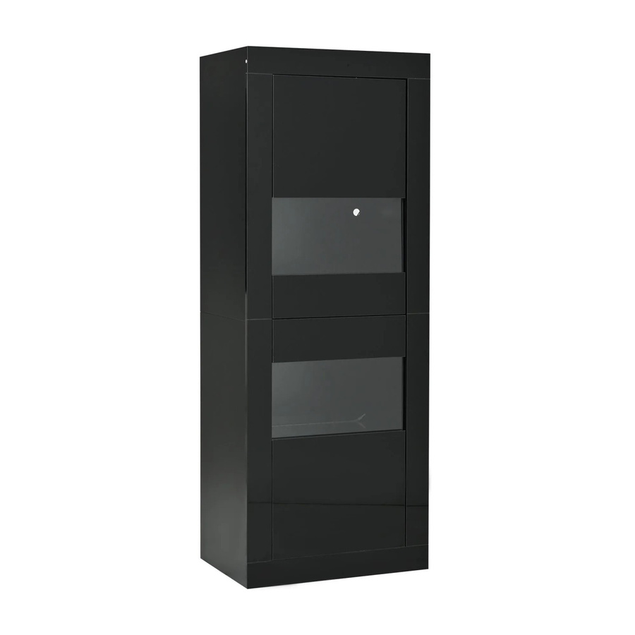 Merax Vitrine in Schwarz mit LED-Beleuchtung und Glaselementen, B/T/H: 61 x 42 x 162 cm - Bild 2