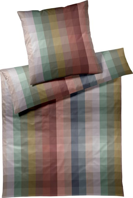 Bettwäsche Jersey CHECK OUT mit Karomuster in Rot und Multicolour, bestehend aus Bettbezug und Kopfkissenbezug, B/H: 135 x 200 cm und 80 x 80 cm - Bild 1