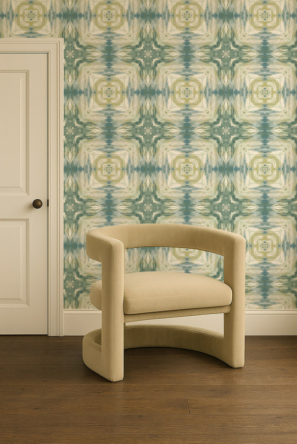 Clarke & Clarke Wallpaper Kalia - Glade abstrakte Vlies Tapete in Grün und Blau - Bild 1