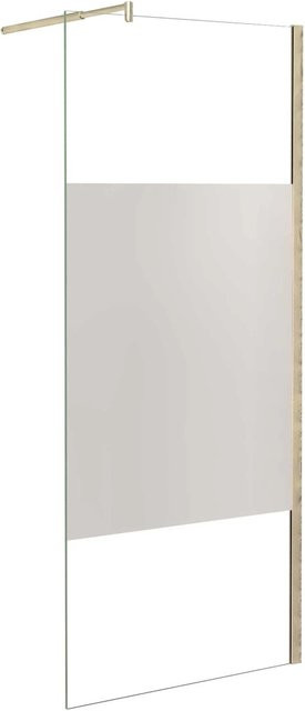 AICA Walk-in Duschwand mit Stabilisierungsstange, 8mm Nano Glas mit Milchstreifen, B: 110 cm, H: 200 cm - Bild 1