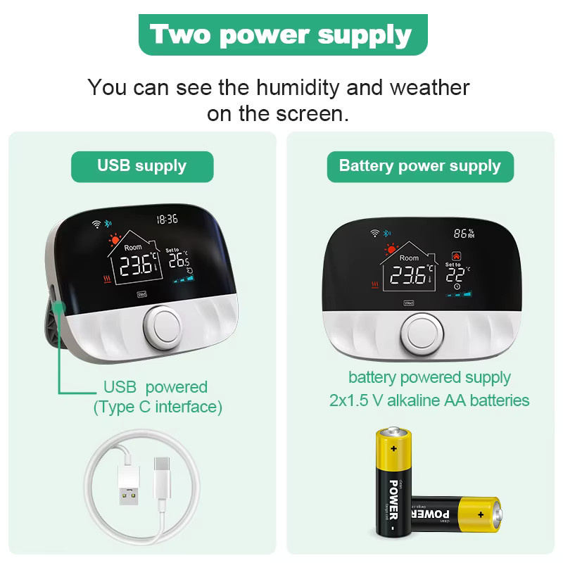 Tuya Smart Home Wifi Drahtloses Thermostat für Gasheizungen in Weiß mit App-Steuerung und Alexa Google Home Integration - Bild 2