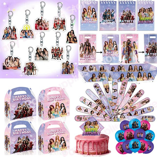 Potdemiel Katseye KPOP Partyzubehör Set mit Papiertüten, Ballons und Schlüsselanhängern in Multicolour für deine Geburtstagsparty - Bild 1