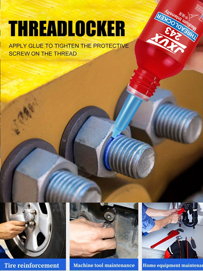 JXVX Gewindesicherung Rot-Blauer Schraubenkleber als anaerobisches Dichtungsmittel gegen Lockern von Muttern, Schrauben und Metallen - Bild 4