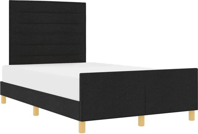 vidaXL Bettgestell mit Kopfteil in Schwarz aus Stoff, B/T/H: 120 x 190 cm - Bild 1