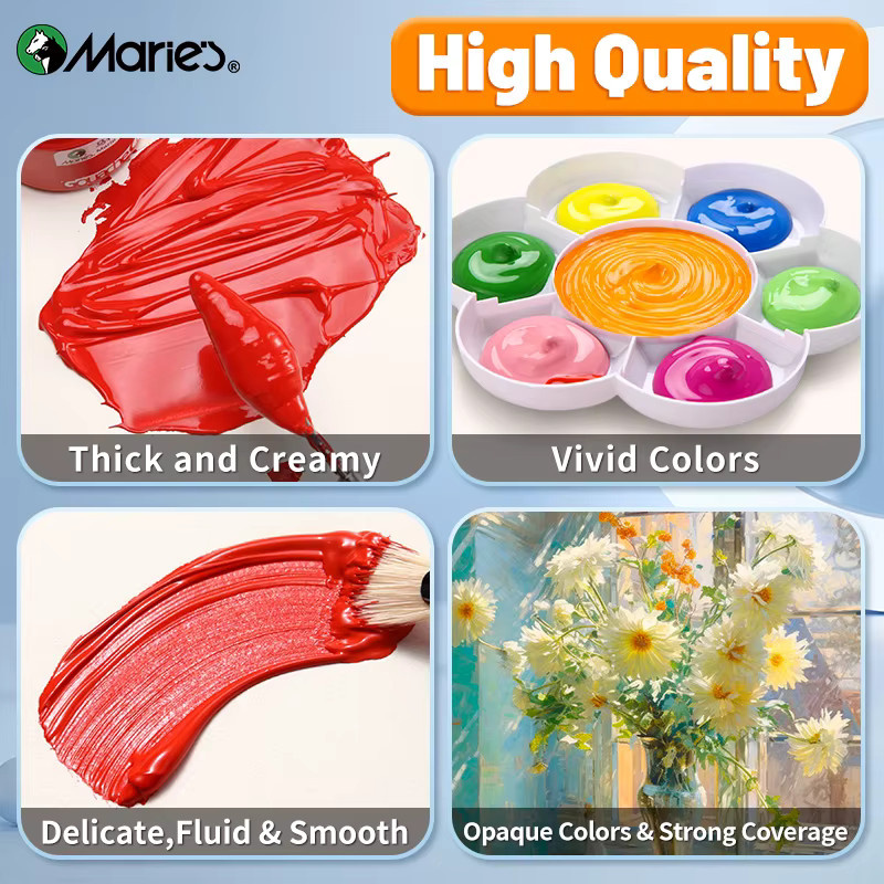 Marie's Gouache-Farbset in Künstlerqualität mit 36 Farben und Pinsel, Multicolor, 5 ml pro Röhre - Bild 2