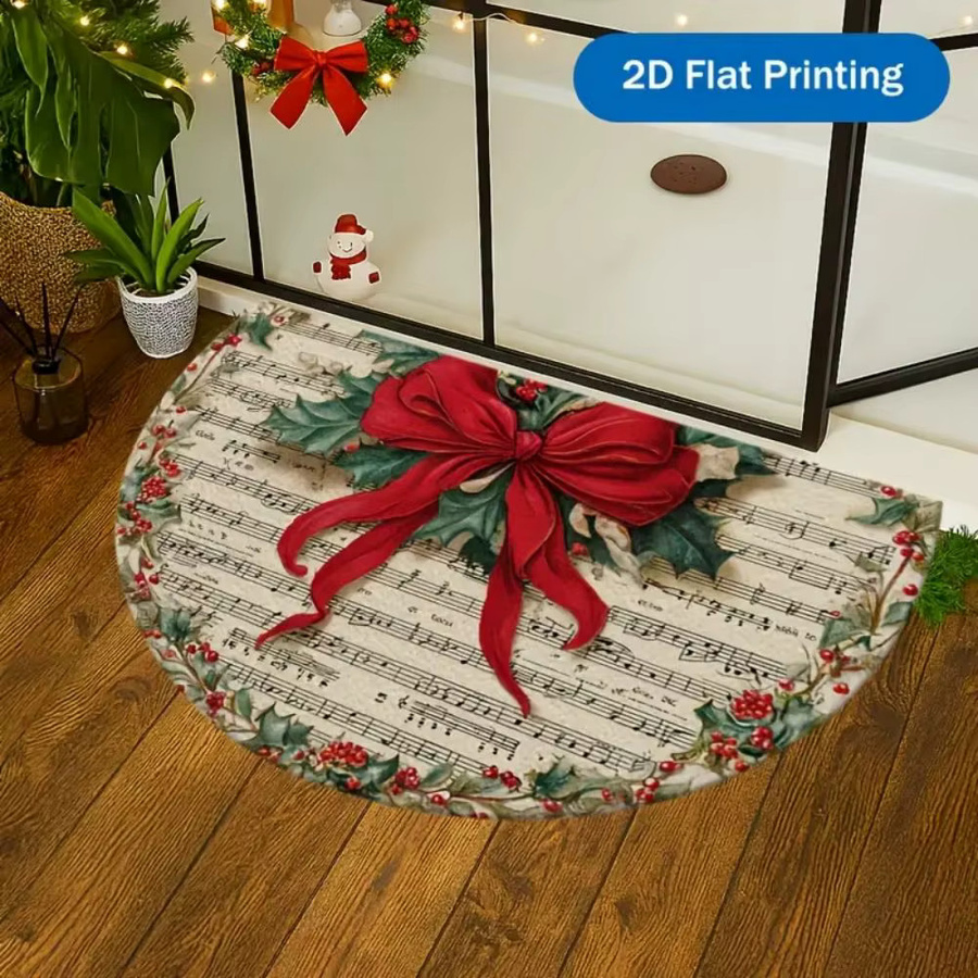 VIKAMA Weihnachten Willkommen Fußmatte halbrunde Druckteppich für Indoor und Outdoor zur Dekoration von Haustür, Veranda und Küche - Bild 4