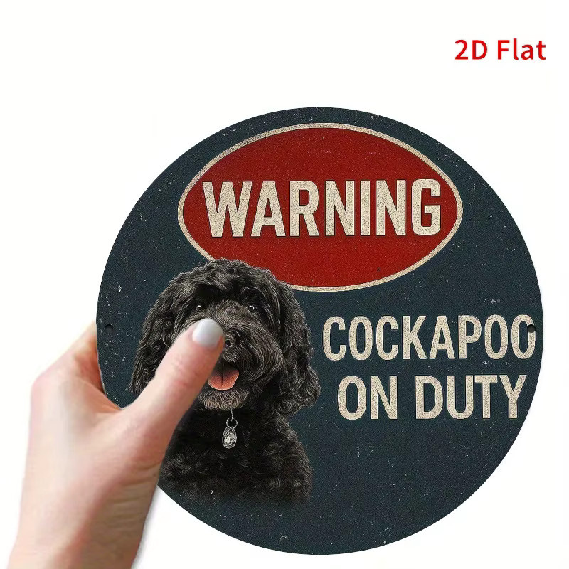 Potdemiel Warnschild Cockapoo aus Metall mit schwarzem Hund, B/B: 20 x 20 cm - Bild 3