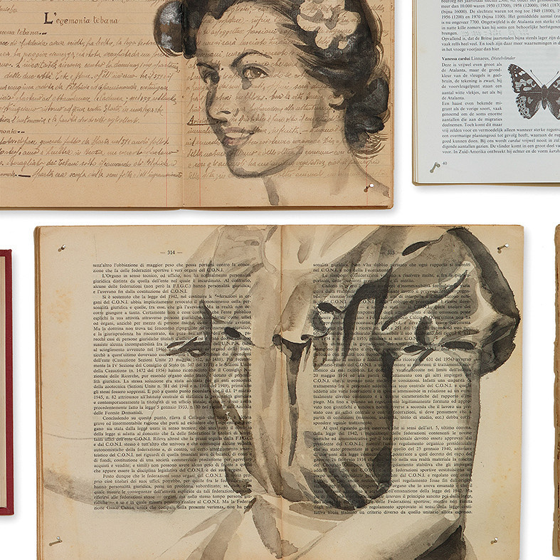 NLXL Wallpaper Bibliotheca EKA-04 Mural in Beige und Multicolour mit Vintage- und Typografie-Design aus Vlies - Bild 2